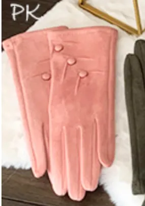 3 Button Pintuck Glove - Pink