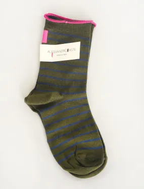 AA Classic Stripe Socks, Green/Navy