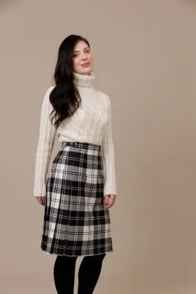 Black & White Erskine 100% Worsted Wool Midi Kilt