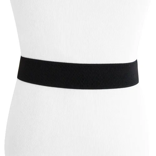 Black Leather and Elastic Belt for Women