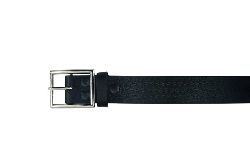 BLT Timeless Black Basket Weave Pattern Leather Belt