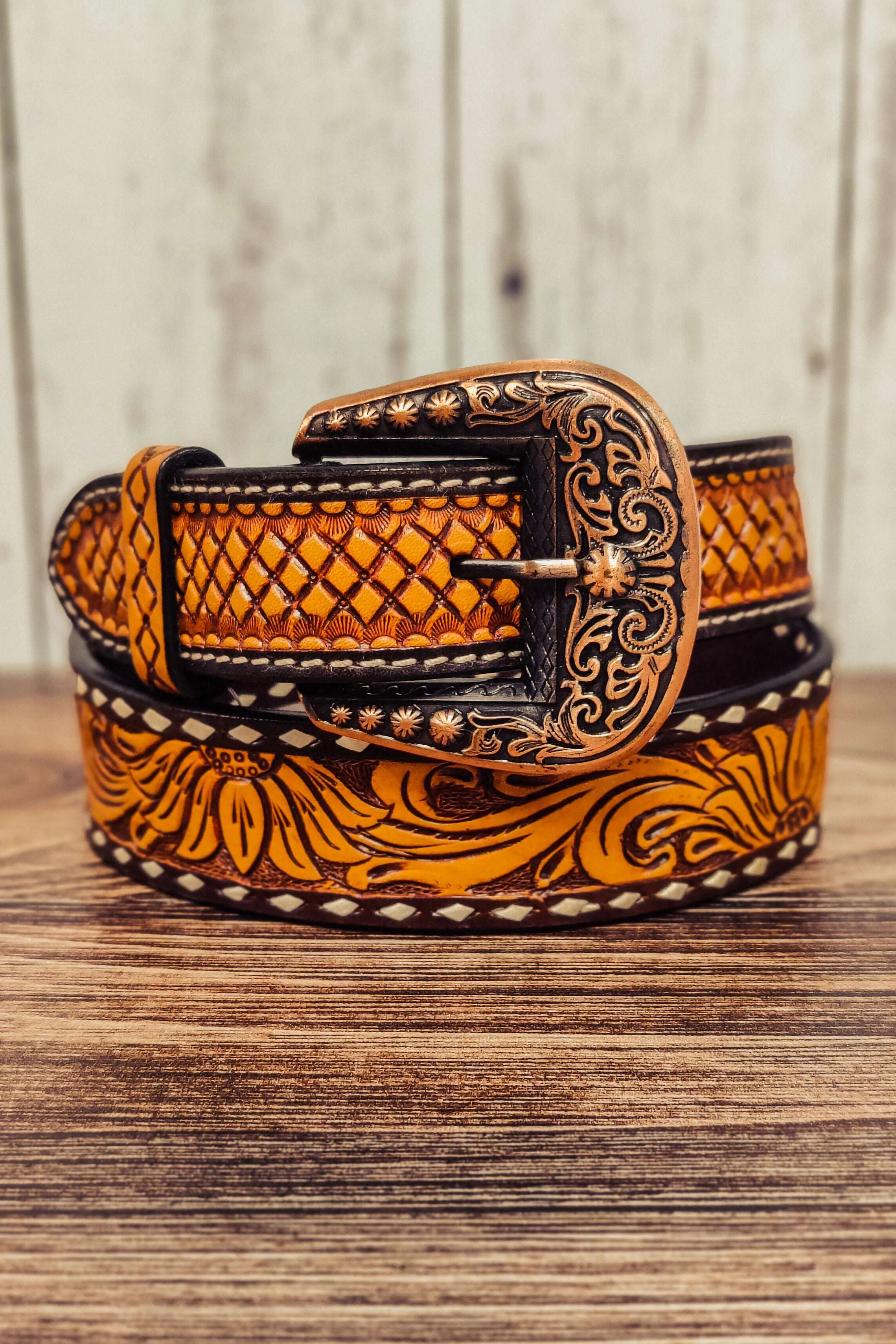 Buckstitch Tooled Belt