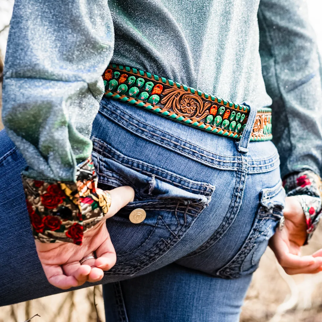 Cactus Tooled Belt