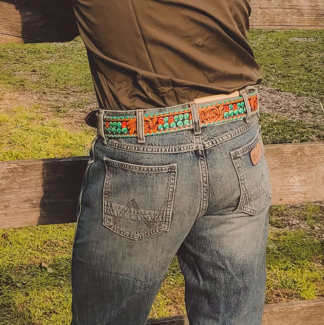 Cactus Tooled Belt