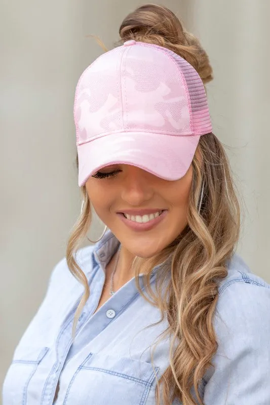 Camo Messy Bun Cap