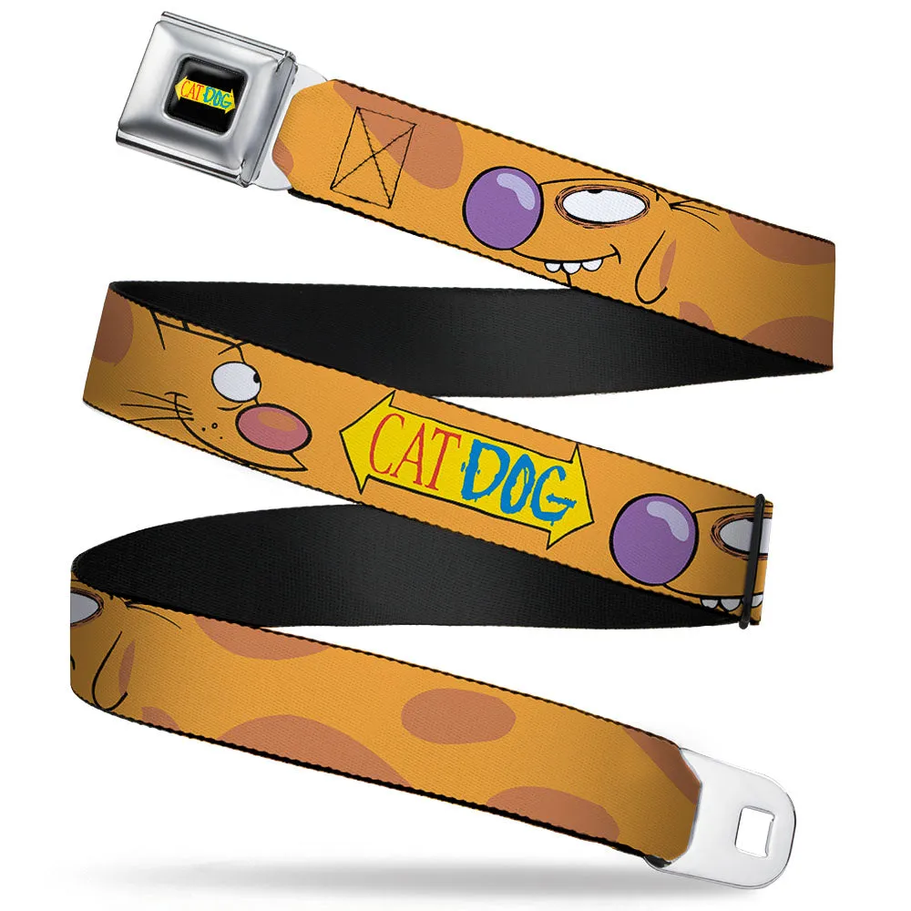 CAT DOG Logo Full Color Black/Yellow/Red/Blue Seatbelt Belt - CatDog Stretch/CATDOG Logo Webbing