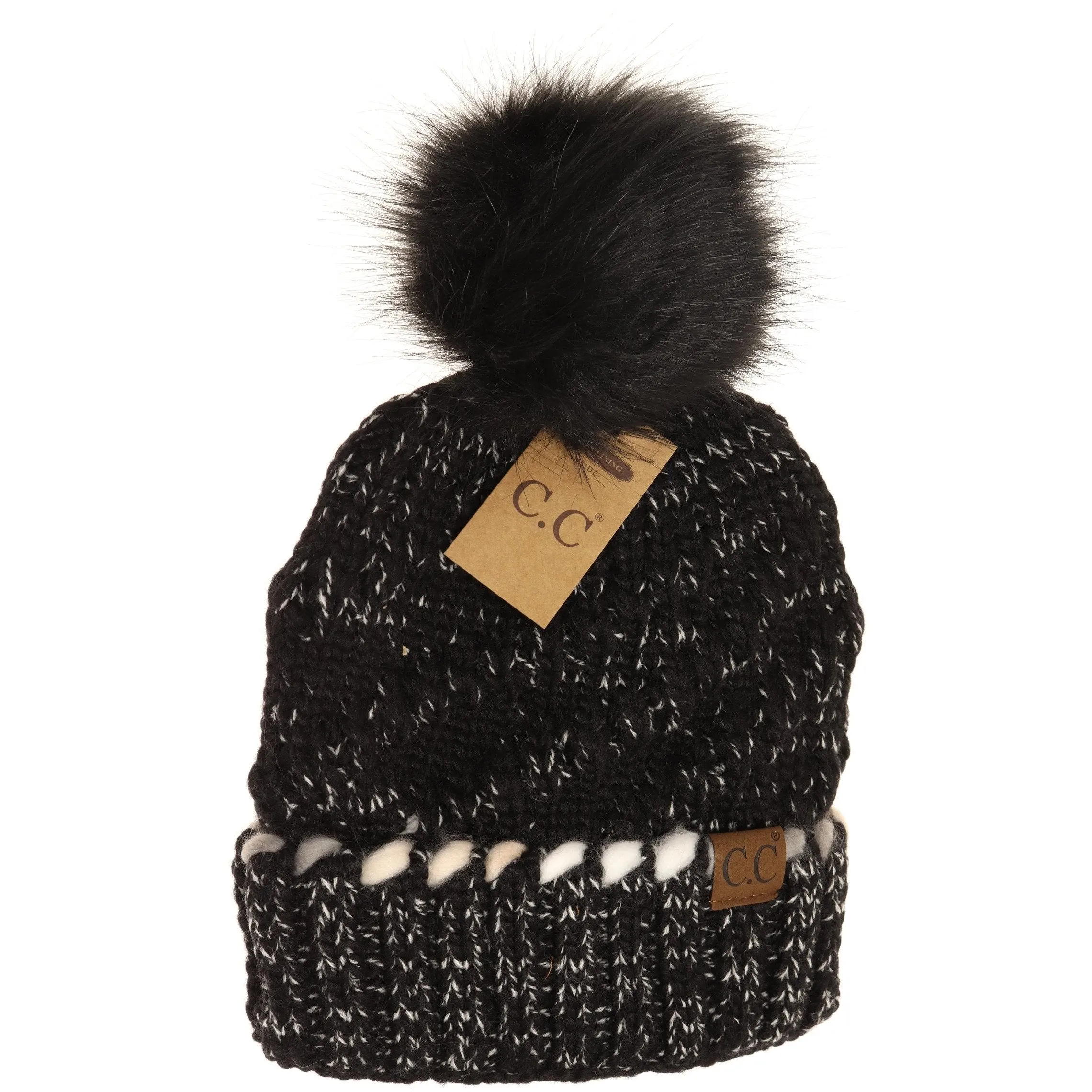 CC Beanie Fur Pom Hats - Ombré