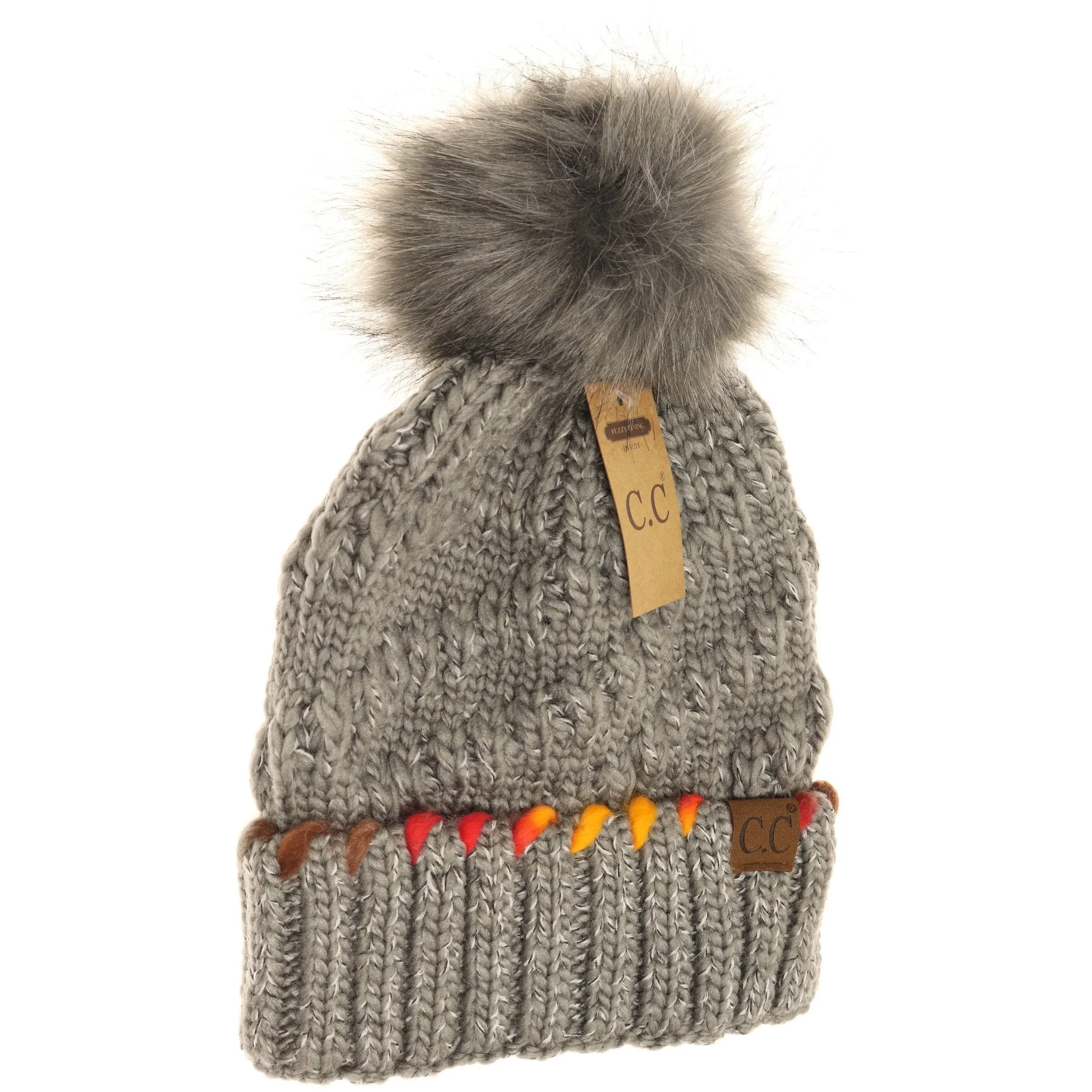 CC Beanie Fur Pom Hats - Ombré