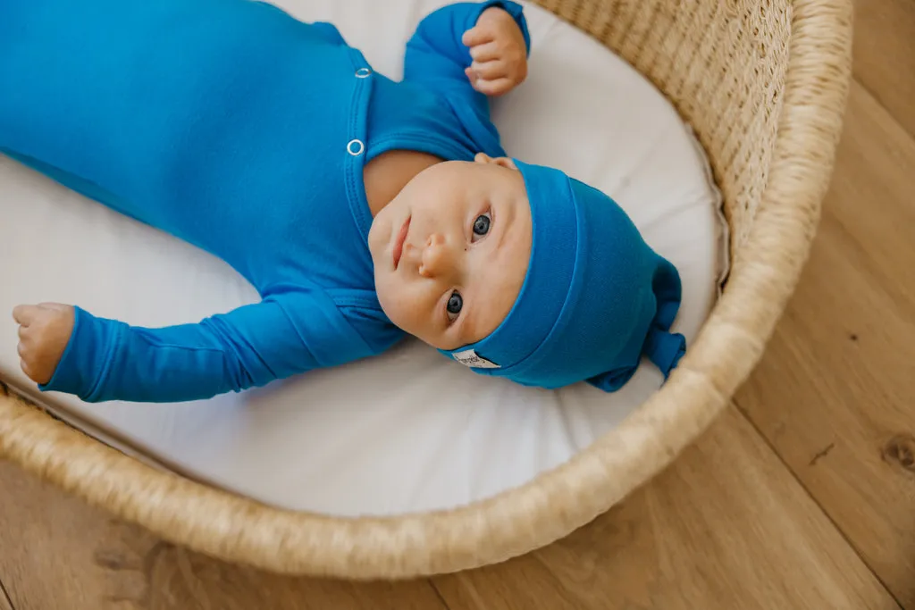 Copper Pearl Newborn Top Knot Hat | Blueberry