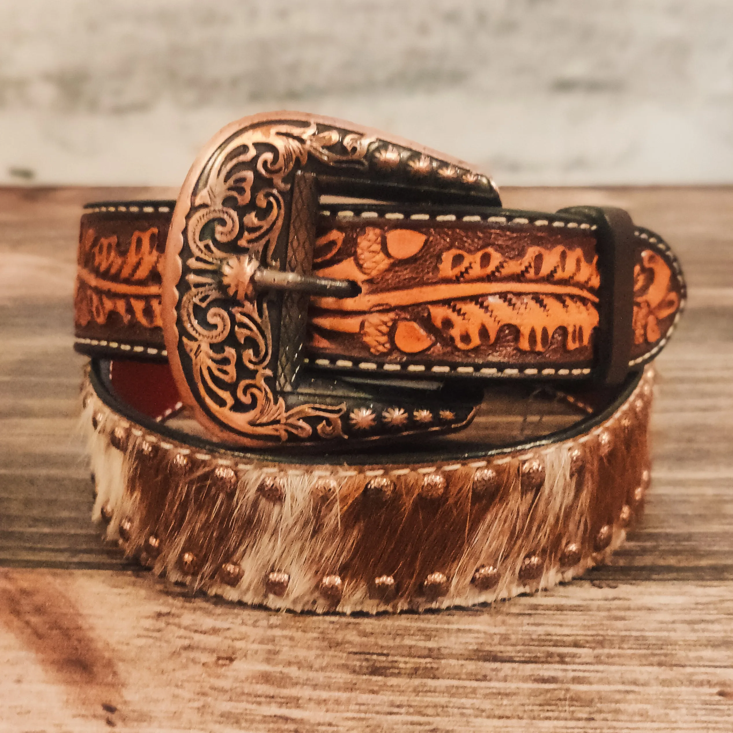 Cowtown Brown Hair-on Hide Belt