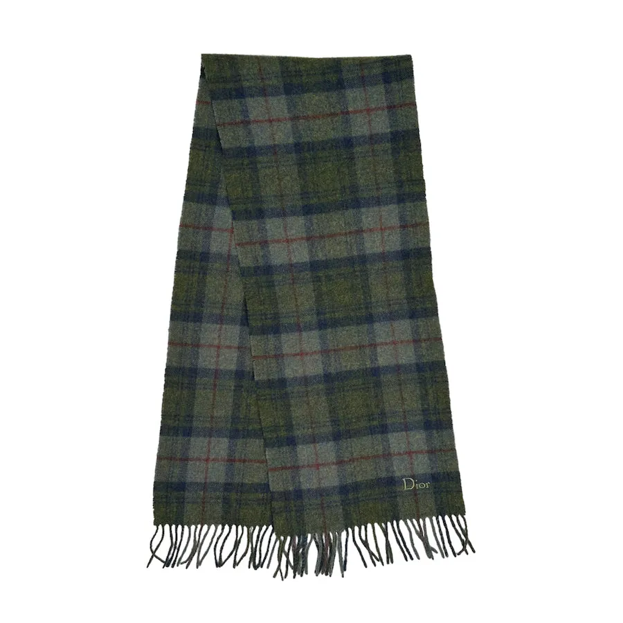 DIOR PLAID EMBROIDERED LOGO SCARF