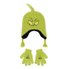 Dr. Seuss The Grinch Youth Peruvian Beanie & Gloves Combo