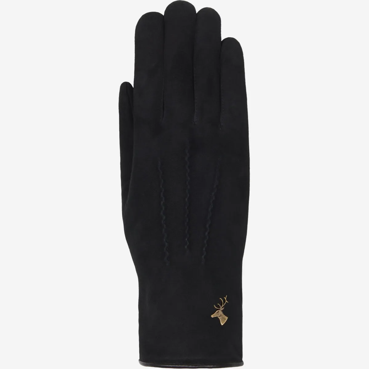 Elizabeth (black) - suede leather gloves with warm faux fur lining