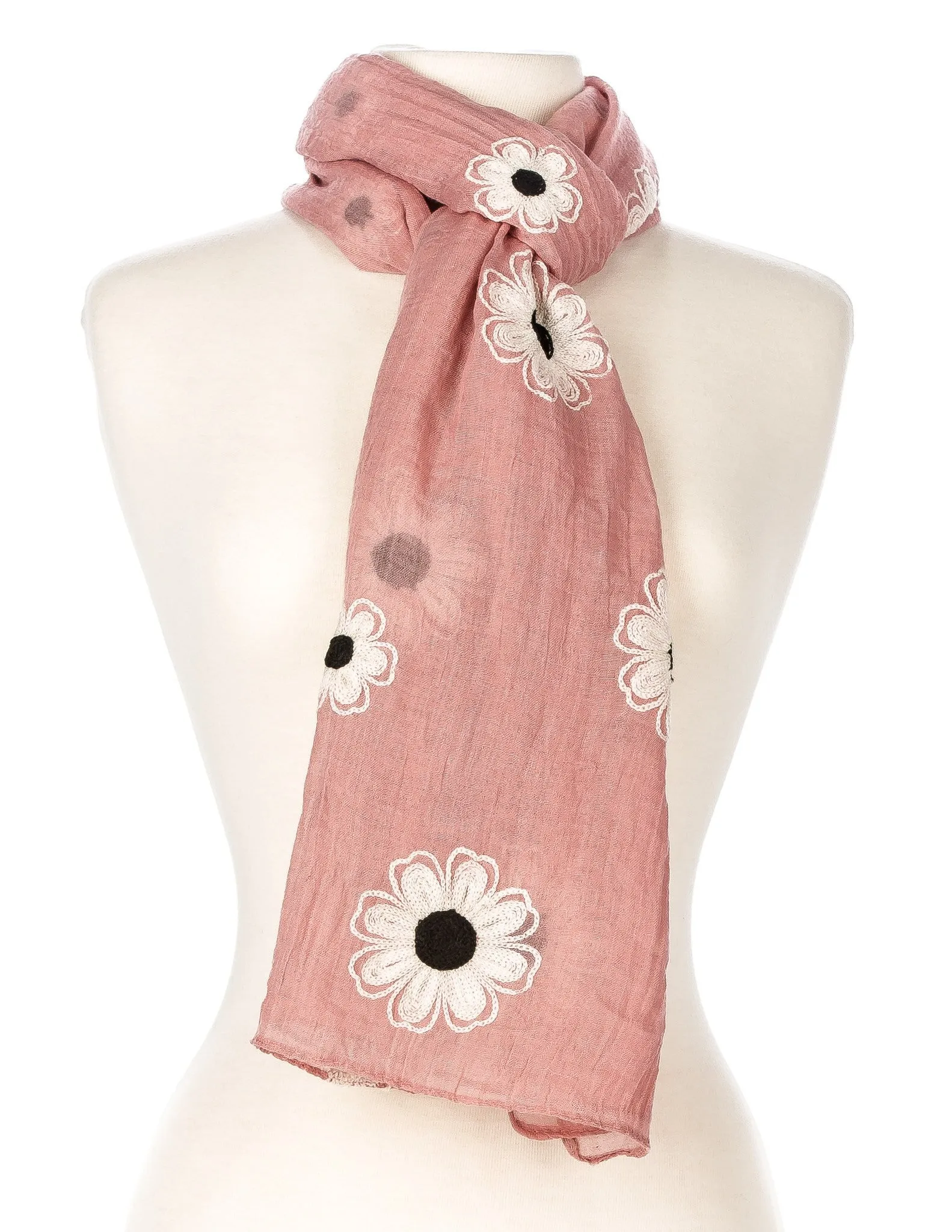 Embroidered Floral Spring Scarf