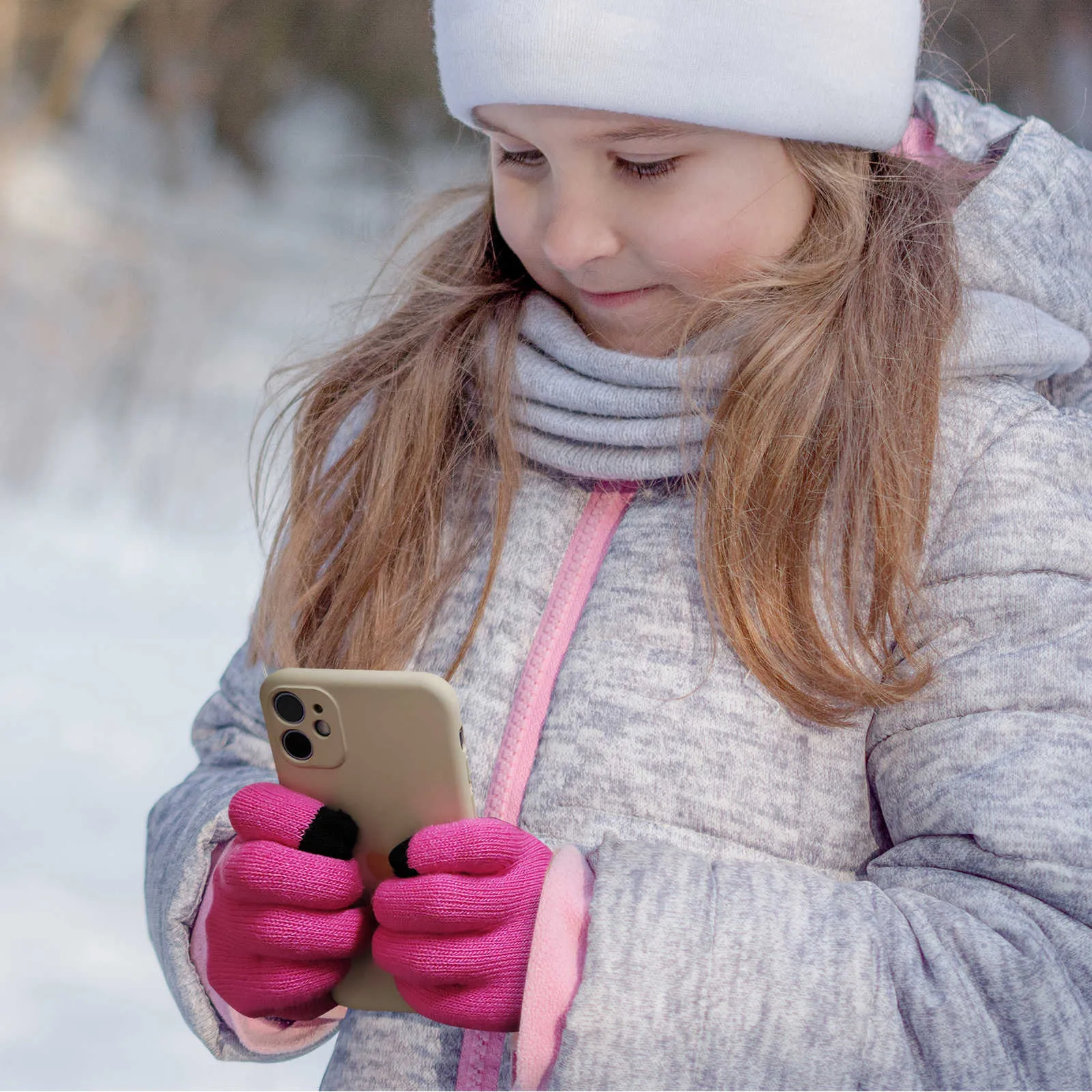 EvridWear Kids Touchscreen Grey/Blue/Pink Gloves - 3 Pairs