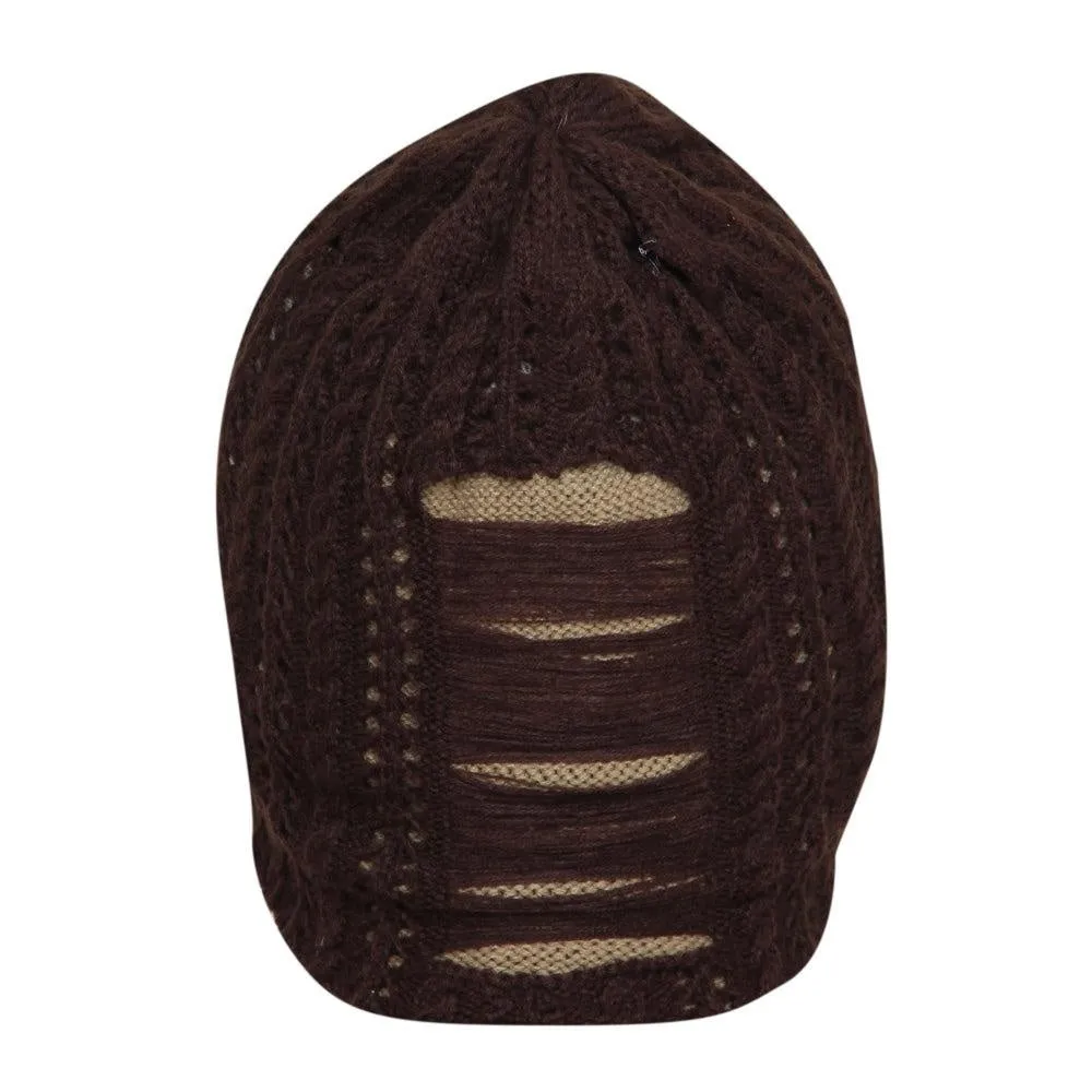 FabSeasons Unisex Brown Acrylic Woolen Beanie & Skull Cap for Winters