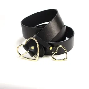 Fashionable Women's Leather Belt With Metal Heart Buckle For Dresses Pants