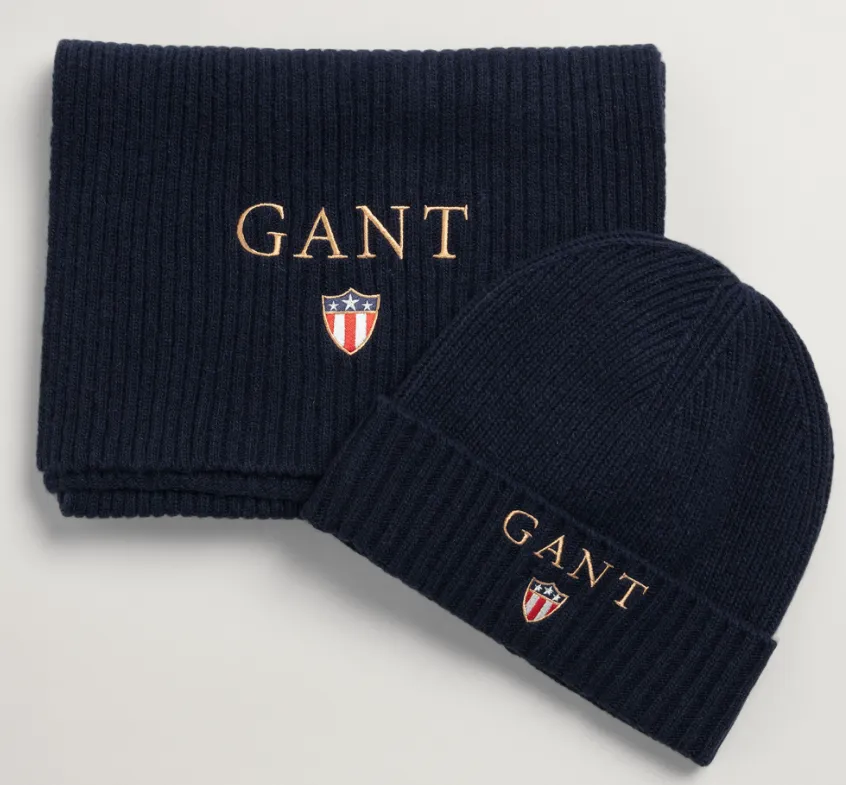 GANT - Scarf & Beanie Set, Evening Blue