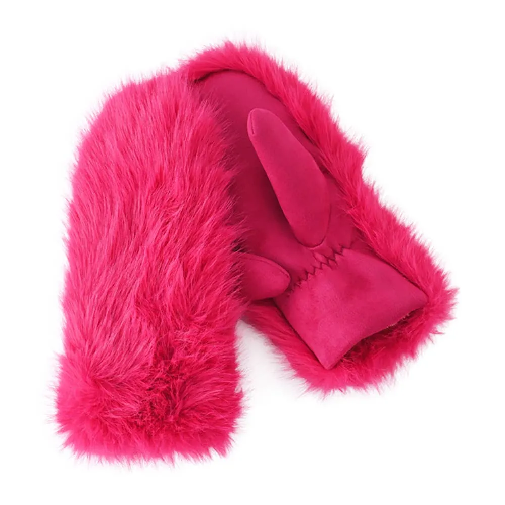 Hot Pink Fuzzy Fur Mittens