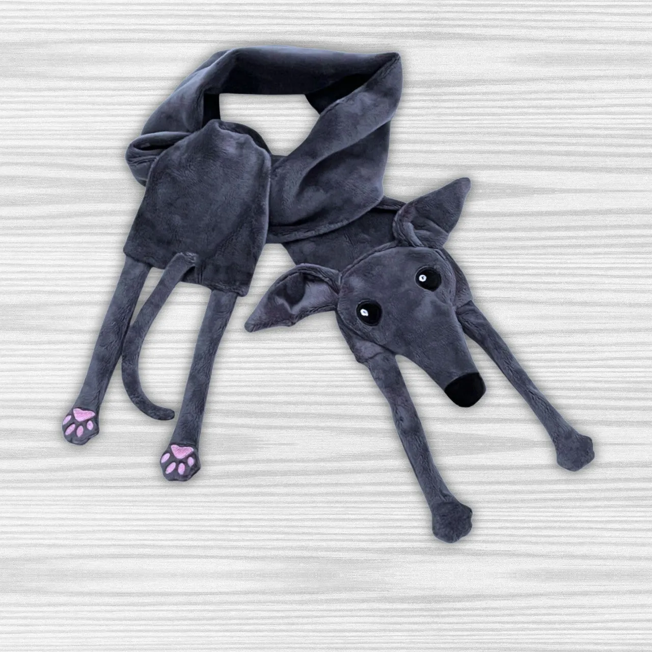 Houndie Cuddler Scarf Greyhound Whippet Charcoal Grey