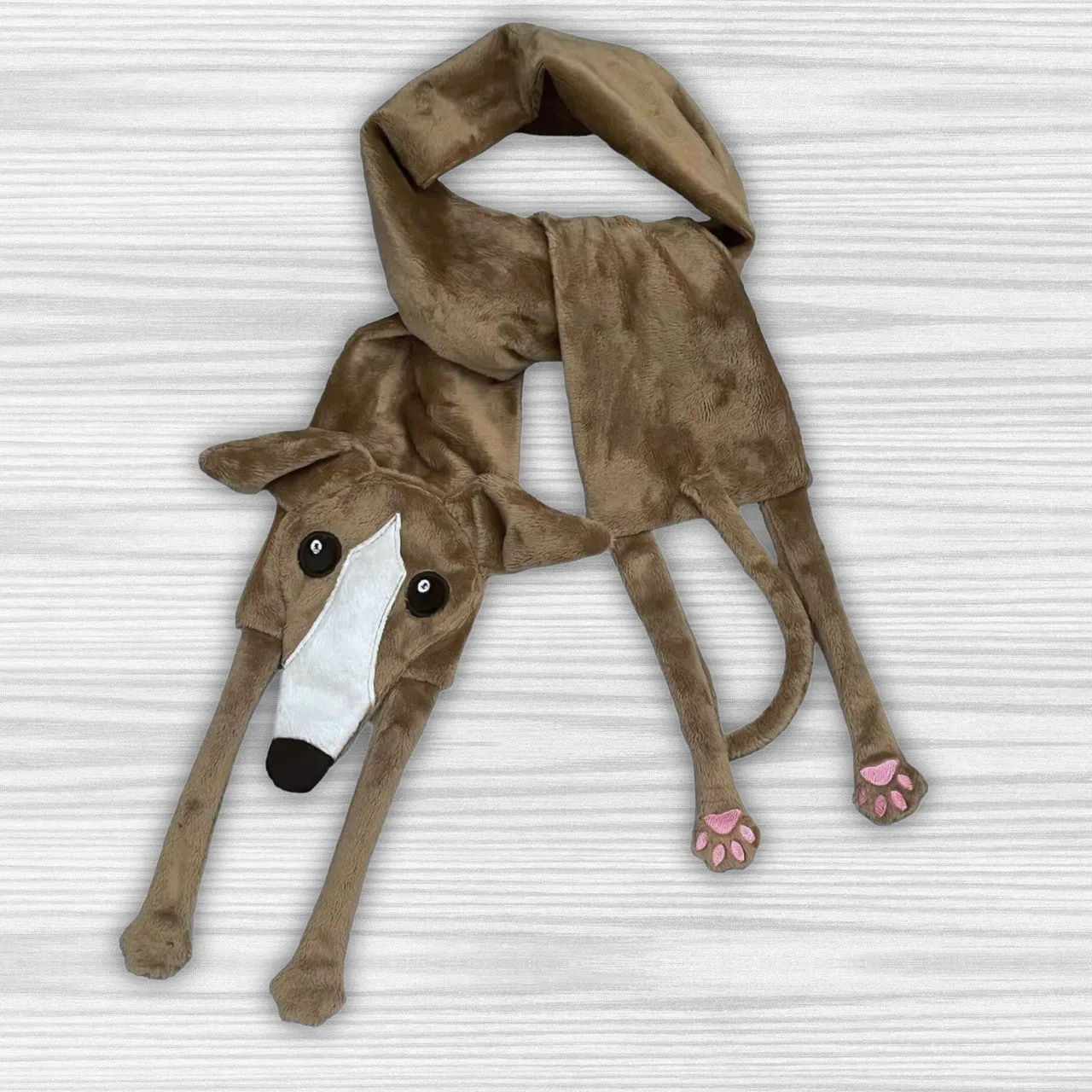 Houndie Cuddler Scarf Greyhound Whippet Light Brown with Blaze