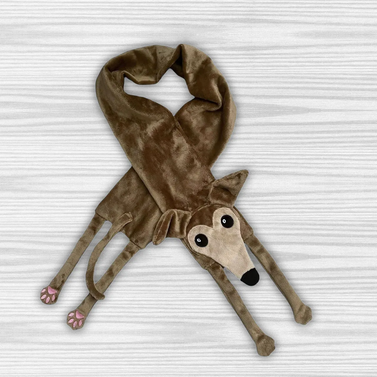 Houndie Cuddler Scarf Greyhound Whippet Light Brown with Tan Mask