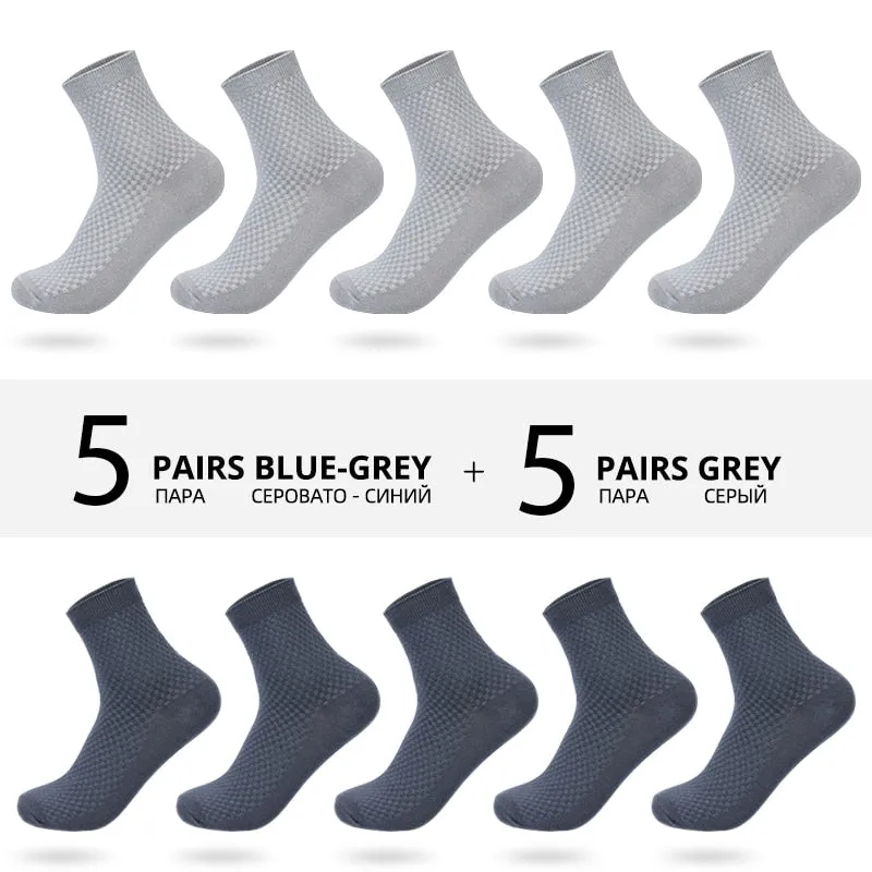 HSS Brand 10 Pairs/Lot Men Bamboo Fiber Socks New Classic Business Long Socks Mens Dress Sock For Winter Gift Plus Size EUR39-45