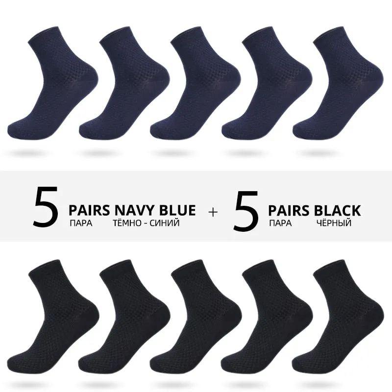 HSS Brand 10 Pairs/Lot Men Bamboo Fiber Socks New Classic Business Long Socks Mens Dress Sock For Winter Gift Plus Size EUR39-45