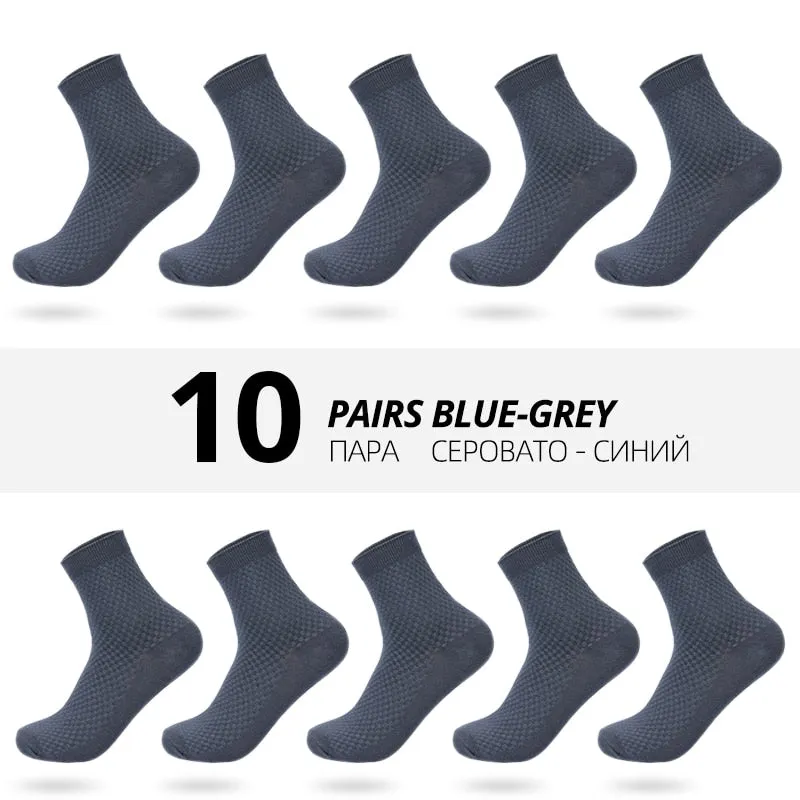 HSS Brand 10 Pairs/Lot Men Bamboo Fiber Socks New Classic Business Long Socks Mens Dress Sock For Winter Gift Plus Size EUR39-45