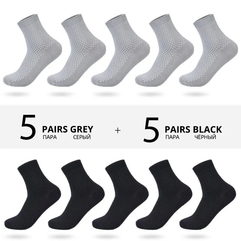 HSS Brand 10 Pairs/Lot Men Bamboo Fiber Socks New Classic Business Long Socks Mens Dress Sock For Winter Gift Plus Size EUR39-45