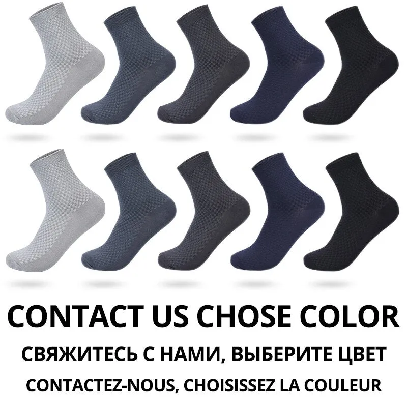 HSS Brand 10 Pairs/Lot Men Bamboo Fiber Socks New Classic Business Long Socks Mens Dress Sock For Winter Gift Plus Size EUR39-45