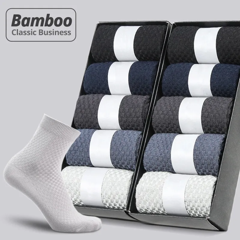 HSS Brand 10 Pairs/Lot Men Bamboo Fiber Socks New Classic Business Long Socks Mens Dress Sock For Winter Gift Plus Size EUR39-45