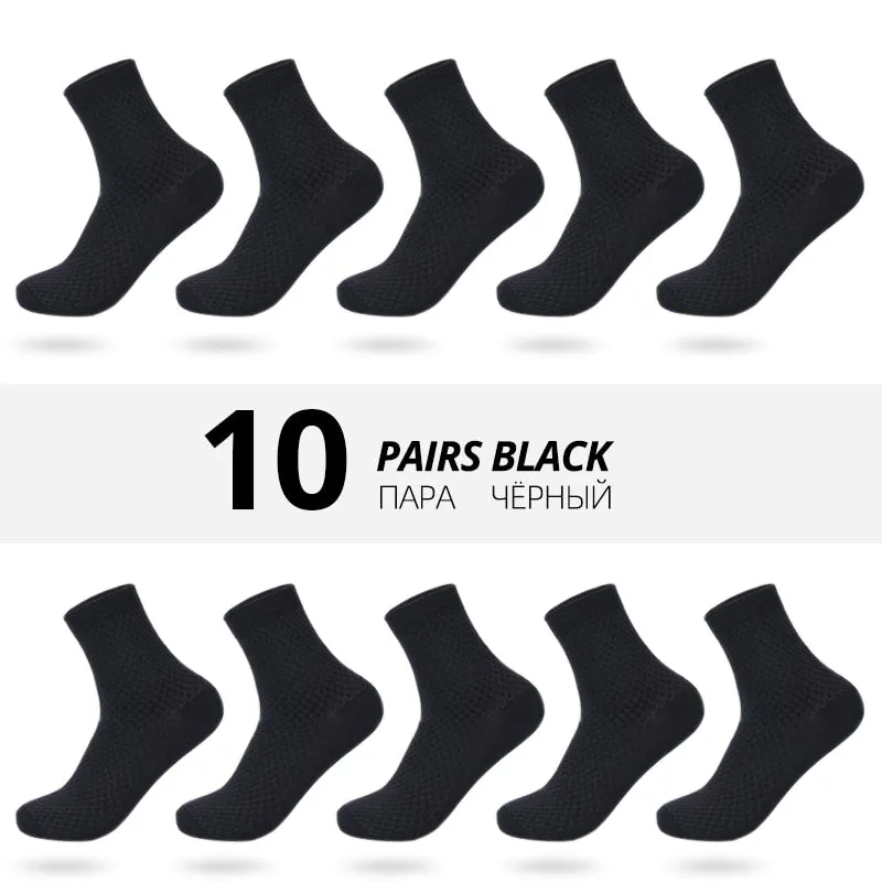 HSS Brand 10 Pairs/Lot Men Bamboo Fiber Socks New Classic Business Long Socks Mens Dress Sock For Winter Gift Plus Size EUR39-45