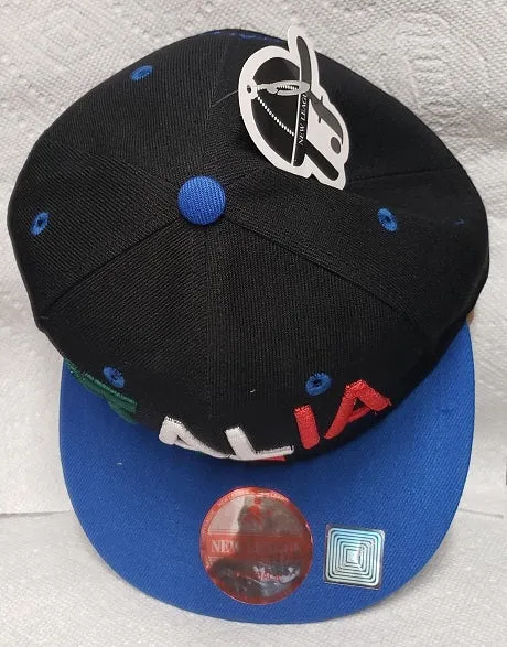 Italia -- Snapback Baseball Cap --Black/Royal Blue