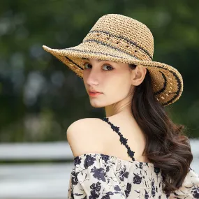 Knitted Straw Hat with Chic Accent Lining