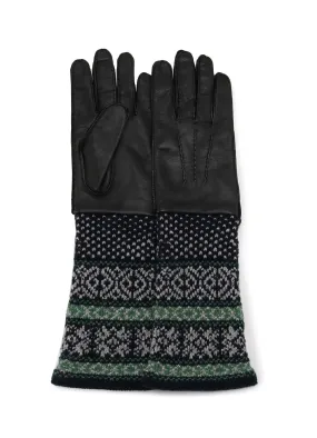 LAMB SKIN/WJQ KNIT CUFFS GLOVE