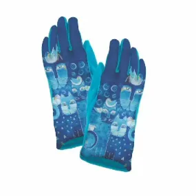 Laurel Burch Azul Cats Sueded Touchscreen Gloves