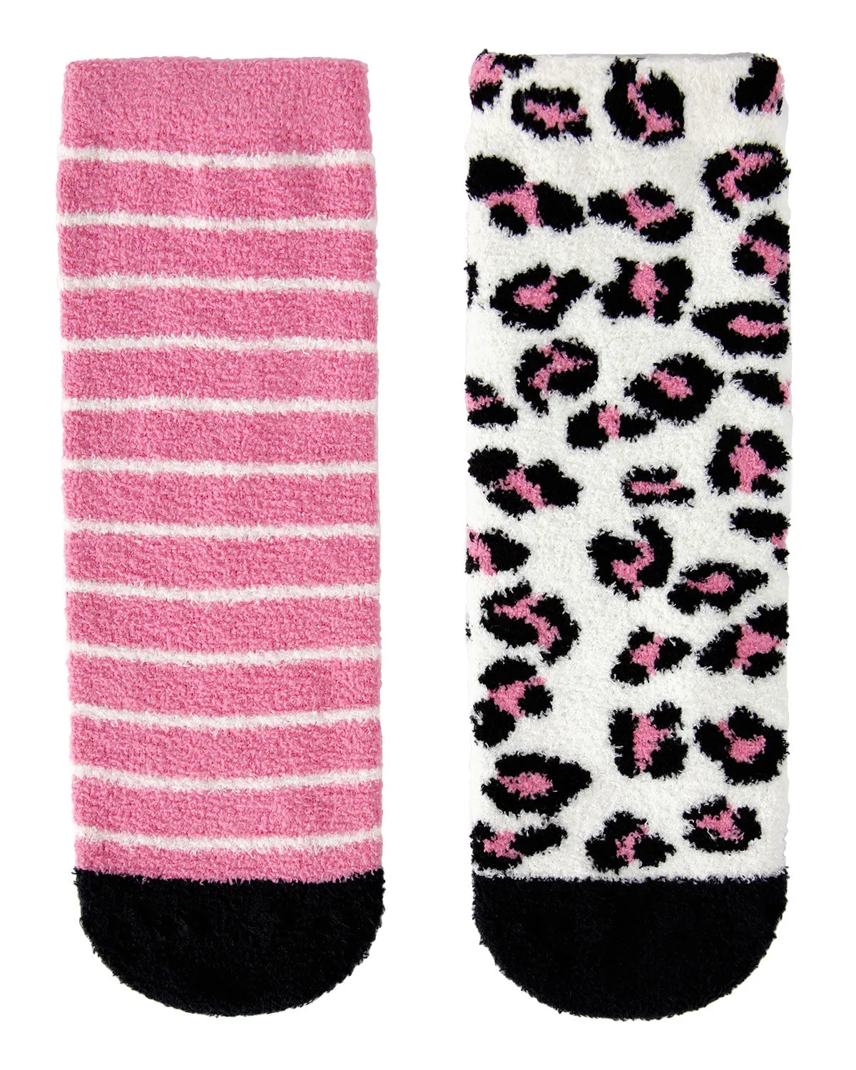 Leopard Girls Fuzzy Non-Skid Socks 2-Pair