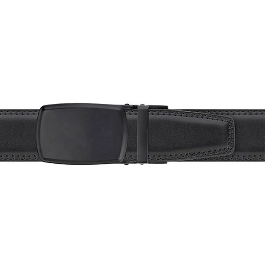 Mens Lucci 62" Black Leather Track Belt #50