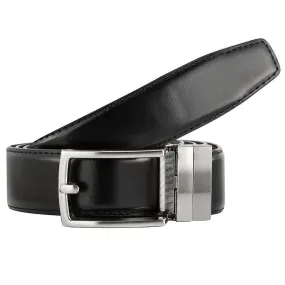 Mens Valentini 56" Black Leather Track Belt #514