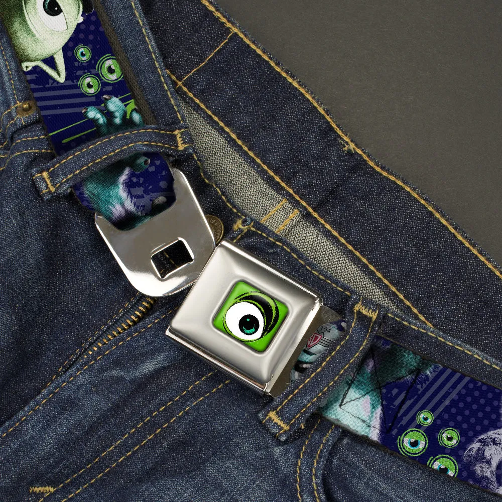 Monster Wide Eye Full Color Seatbelt Belt - Monsters University Sully & Mike Poses/GRRRRR! Webbing