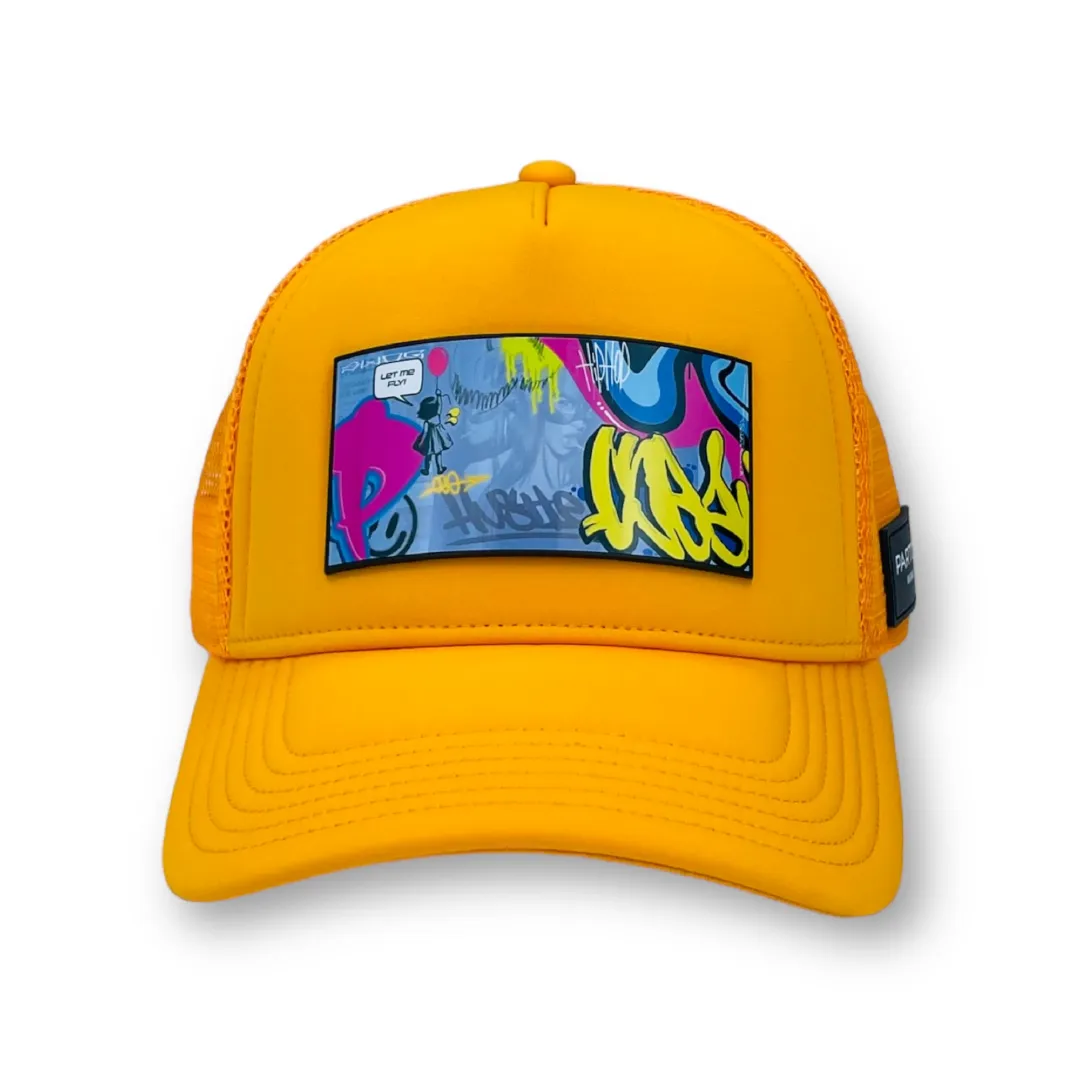 PARTCH Hustle Trucker Hat Yellow Removable Clip