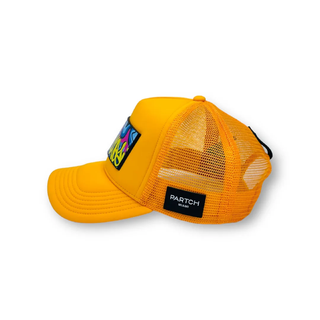 PARTCH Hustle Trucker Hat Yellow Removable Clip