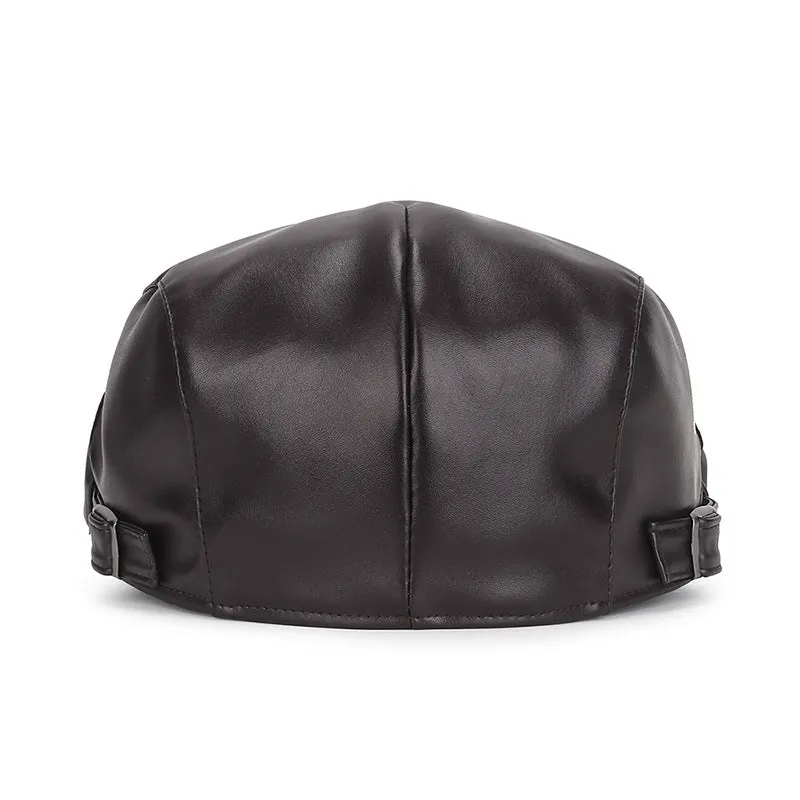 PU leather beret casual cap