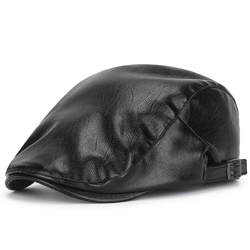 PU leather beret casual cap