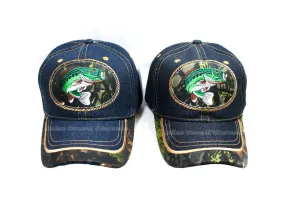 "Bass Fishing" Casual Denim Caps Wholesale