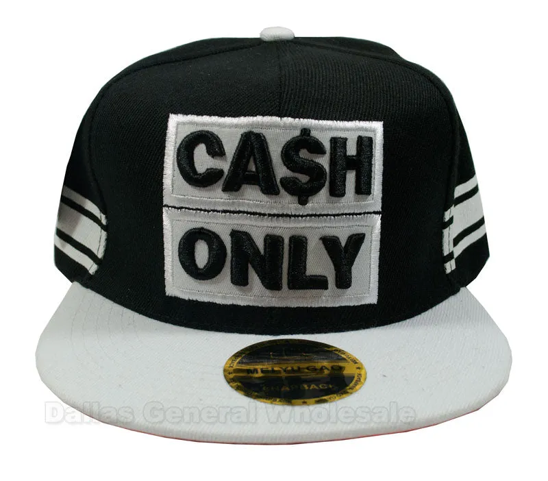 "Cash Only" Casual Flat Bill Caps Wholesale