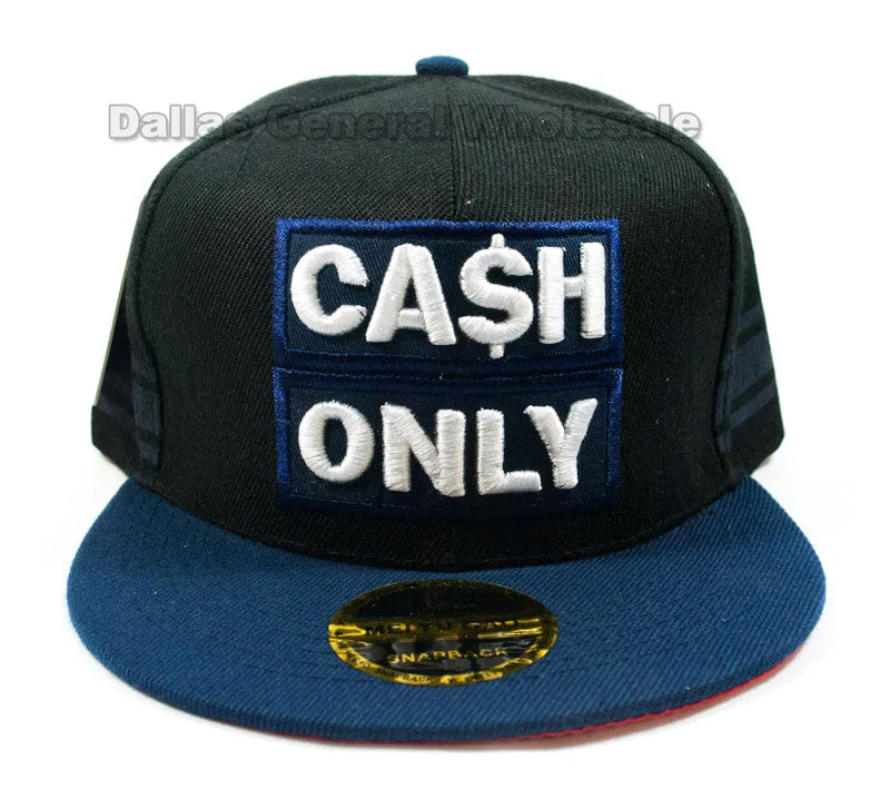 "Cash Only" Casual Flat Bill Caps Wholesale