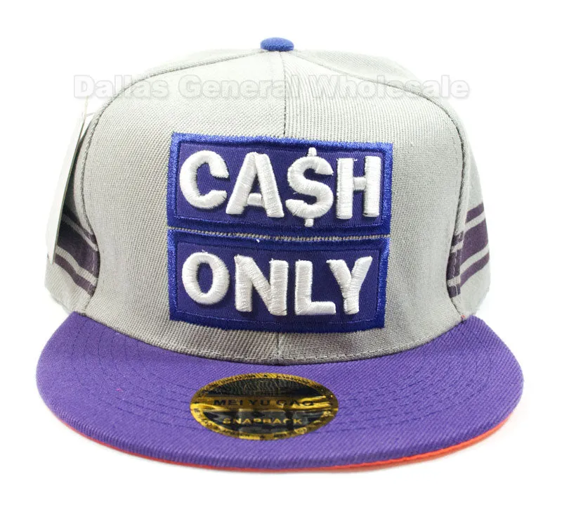 "Cash Only" Casual Flat Bill Caps Wholesale