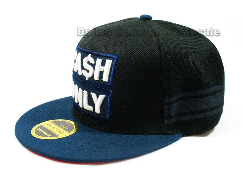 "Cash Only" Casual Flat Bill Caps Wholesale